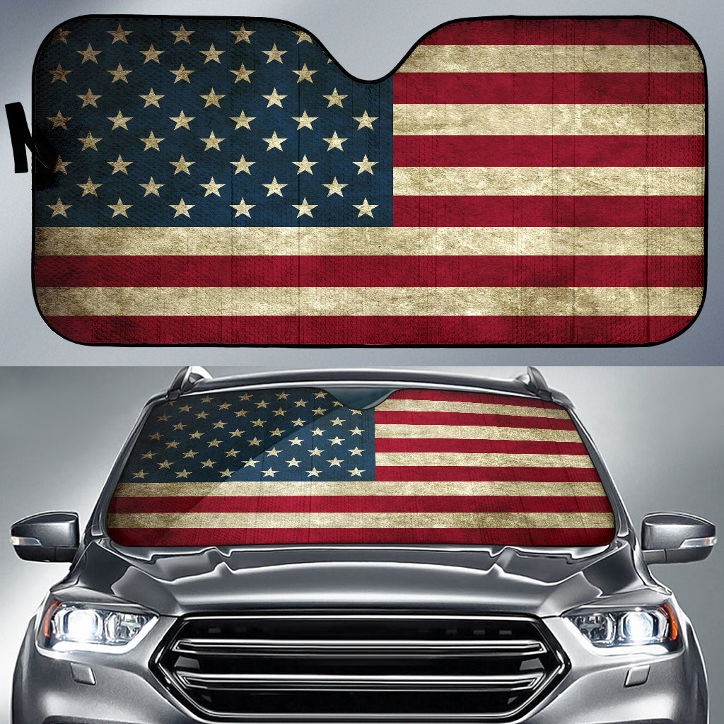 Classic American Flag Design in Vintage Style Car Auto Sun Shades 211302