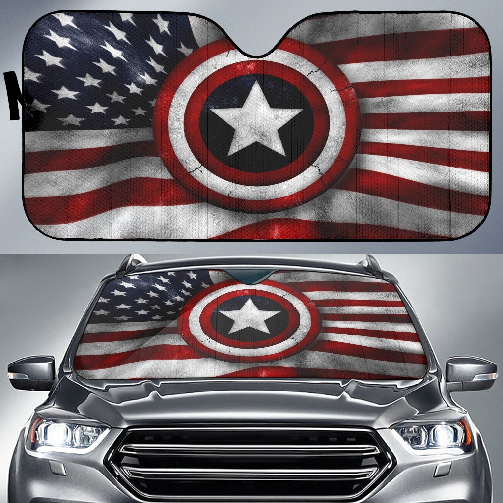 American Flag 3D Design with Patriotic Depth Car Auto Sun Shades 211302