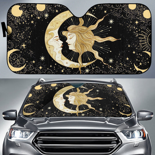 Sun Moon Yellow Magical Car Auto Sun Shades Style 2 210402