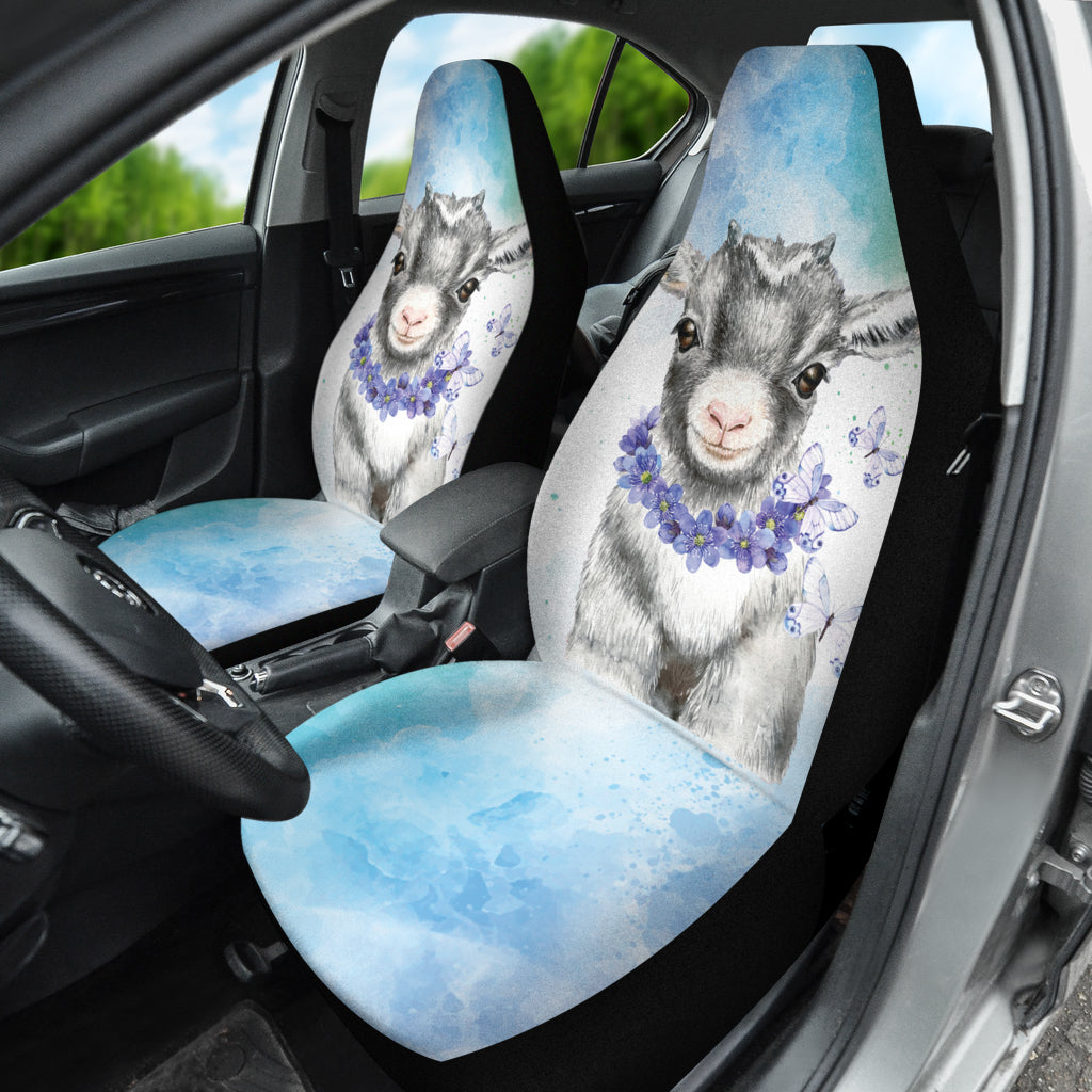 Goat Cute Blue Watercolor Car Seat Covers 212301