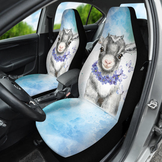 Goat Cute Blue Watercolor Car Seat Covers 212301