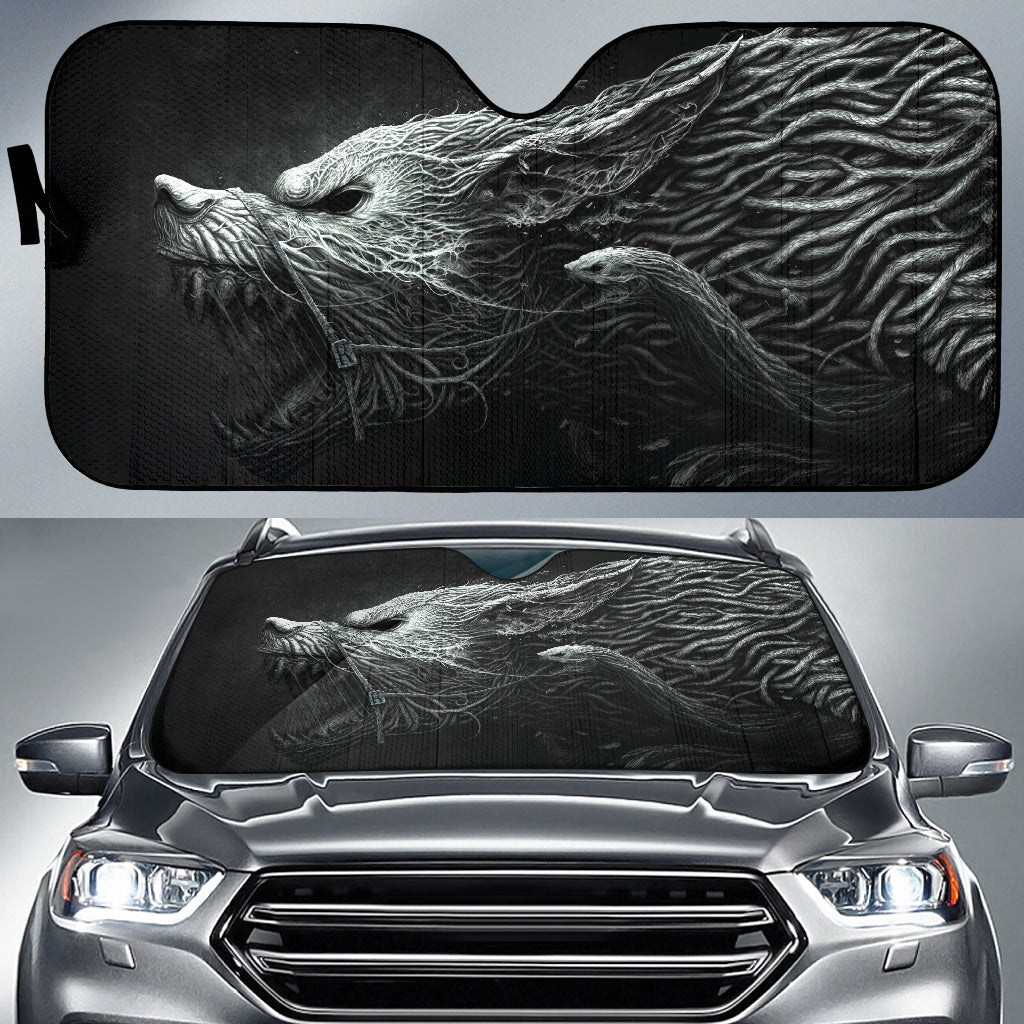 Dark Hellhound Wolf Formed from Twisted Shadows Car Auto Sun Shades 211502