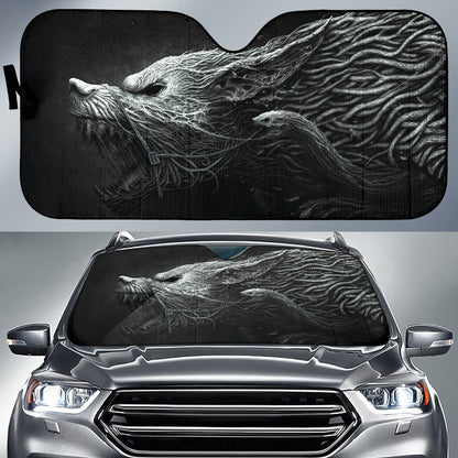Dark Hellhound Wolf Formed from Twisted Shadows Car Auto Sun Shades 211502