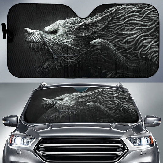 Dark Hellhound Wolf Formed from Twisted Shadows Car Auto Sun Shades 211502
