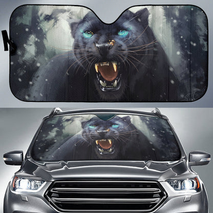 Black Panther Head with Intense Amber Gaze Car Auto Sun Shades 211502