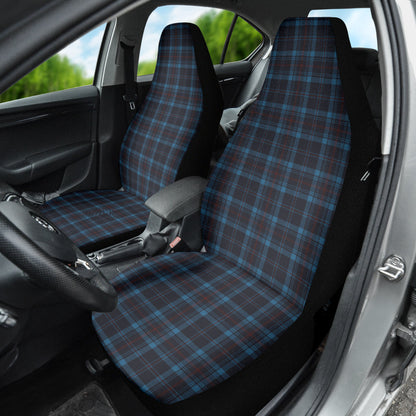 Dark Blue Plaid Pattern Car Seat Covers 212401