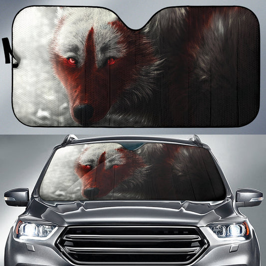 Arctic Wolf Emerging Through Cold Windswept Tundra Car Auto Sun Shades 211402