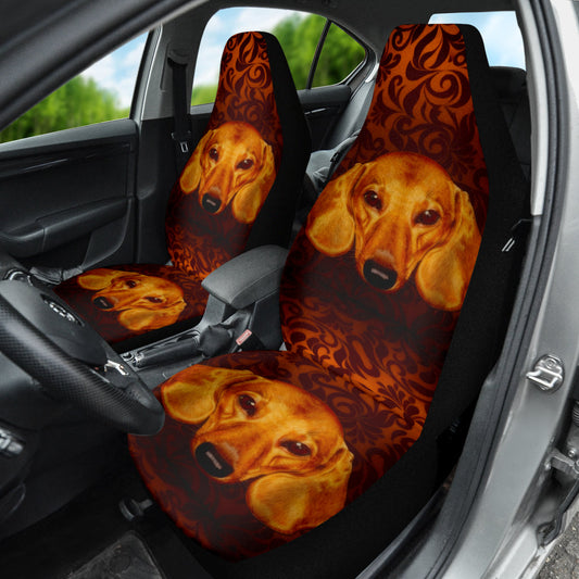 Elegant Dachshund Face with Decorative Vintage Background Car Seat Covers 211402