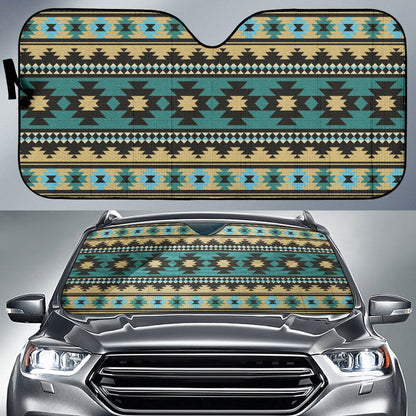 Southwest Navajo Native American Green Black Car Auto Sun Shades 212401