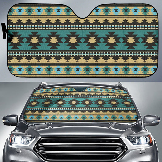 Southwest Navajo Native American Green Black Car Auto Sun Shades 212401