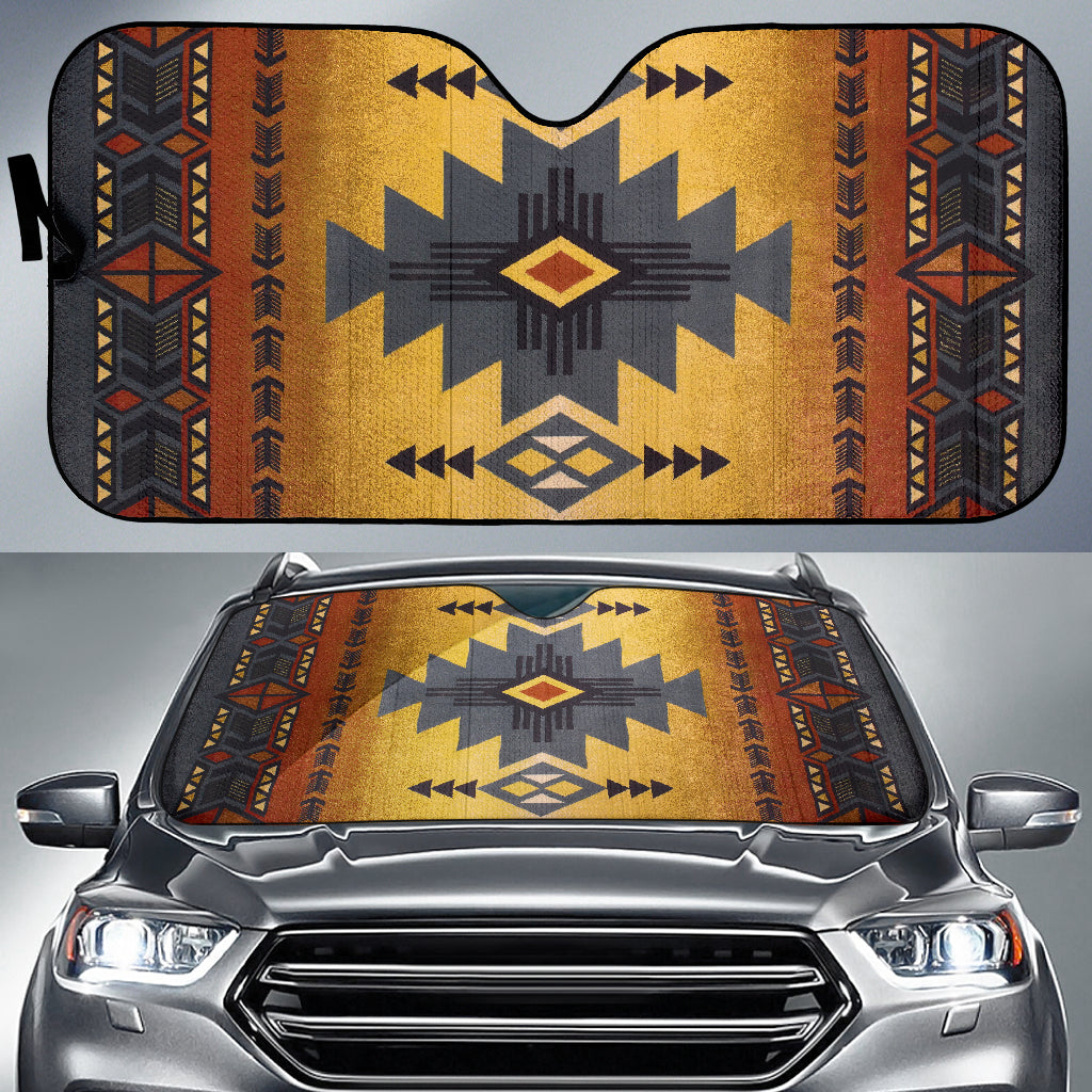 Blue Pattern Native American Car Auto Sun Shades 210302