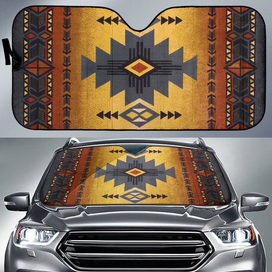 Blue Pattern Native American Car Auto Sun Shades 210302
