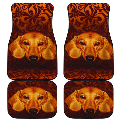 Dachshund Expression Framed by Classic Orange Swirls Car Floor Mats 211402