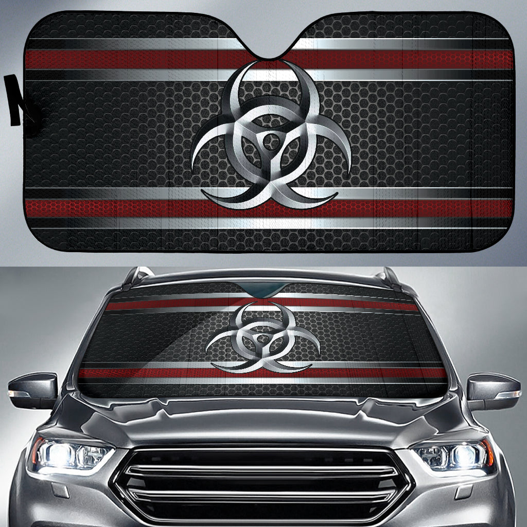 Biohazard Red Hole Metal Printing Car Auto Sun Shades 212101