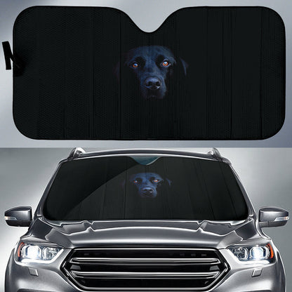 Black Labrador Retriever Face Emerging from Darkness Car Auto Sun Shades 211502