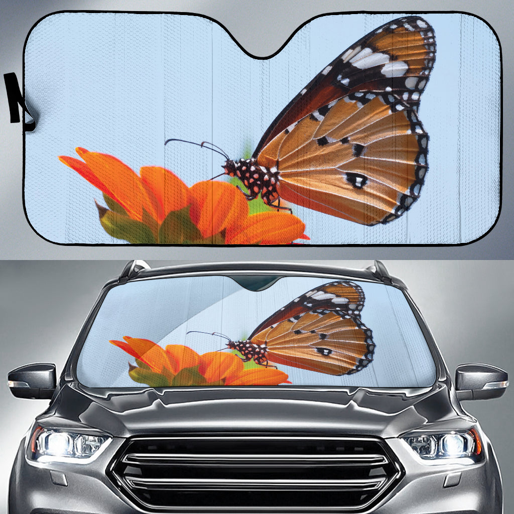 Colorful Butterfly Resting Gracefully on Bloom Car Auto Sun Shades 211502