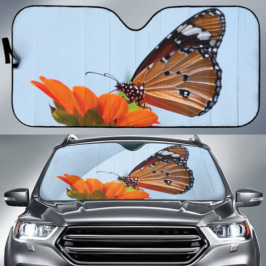 Colorful Butterfly Resting Gracefully on Bloom Car Auto Sun Shades 211502
