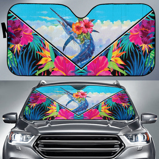 Fishing Car Auto Sun Shades Blue Marlin Hawaii Flowers 213101