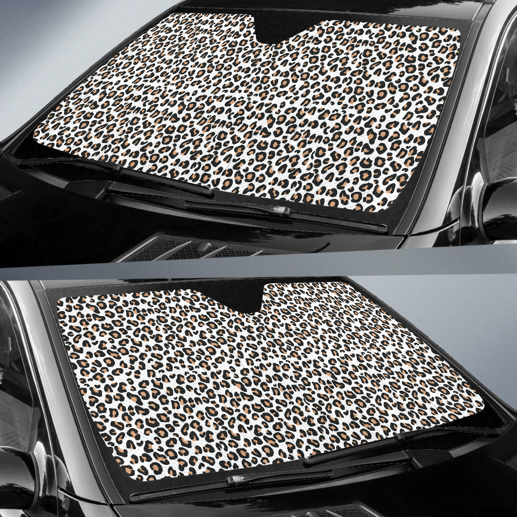 White Leopard Print Car Auto Sun Shades 210102