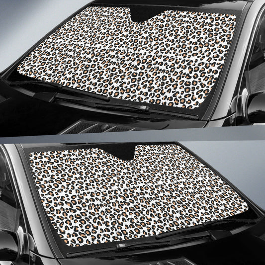 White Leopard Print Car Auto Sun Shades 210102