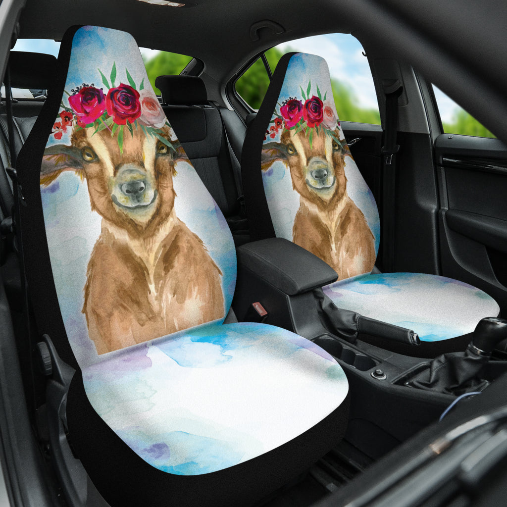 Goat Cute Cyan Watercolor Car Seat Covers 212301