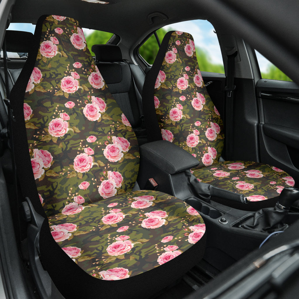 Pink Rose Camo Green Car Auto Seat Covers 212201