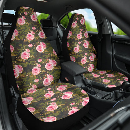 Pink Rose Camo Green Car Auto Seat Covers 212201