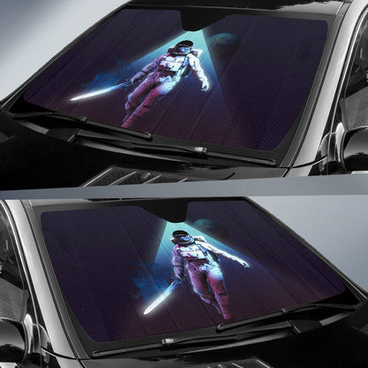 Lone Astronaut Carrying Sword Through Cosmic Gate Car Auto Sun Shades 211402