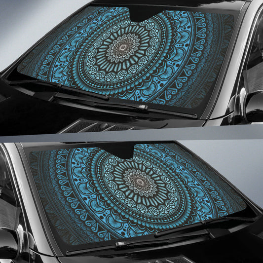 Cyan Mandala Circle Car Auto Sun Shades 212401