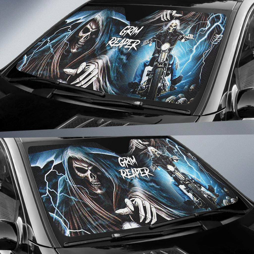 Motocycle Grim Reaper Skull Biker Car Auto Sun Shades 211501