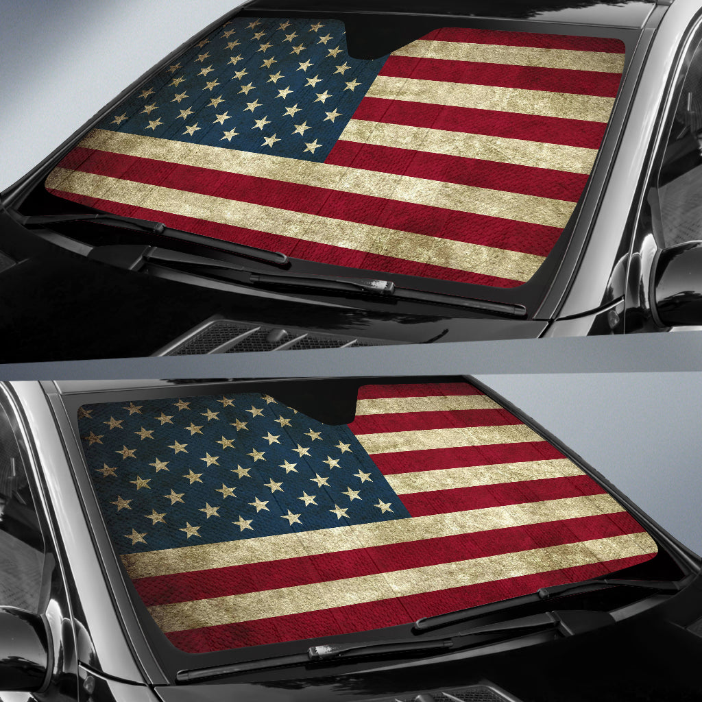 Classic American Flag Design in Vintage Style Car Auto Sun Shades 211302