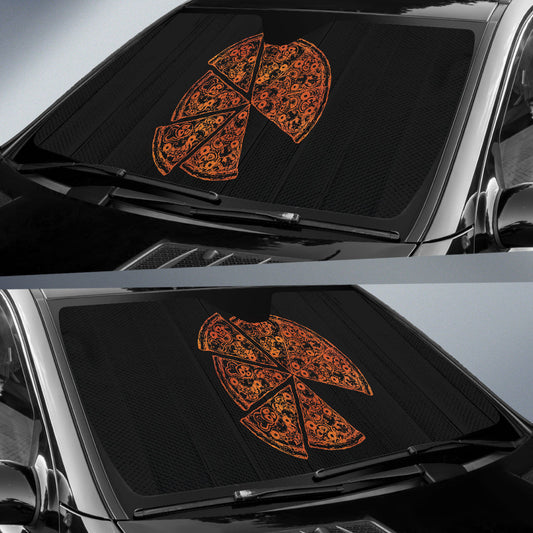 Pizza Pattern Design Black Background Car Auto Sun Shades 213101
