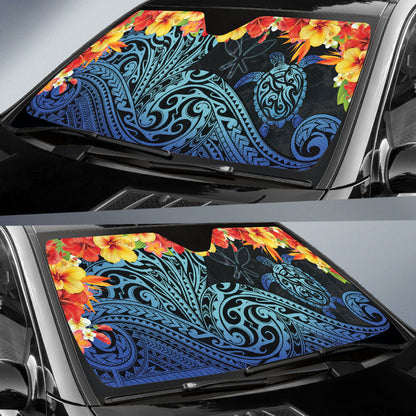 Kanaka Maoli (Hawaiian) Car Auto Sun Shades Sea Turtle Tropical Hibiscus And Plumeria 211801