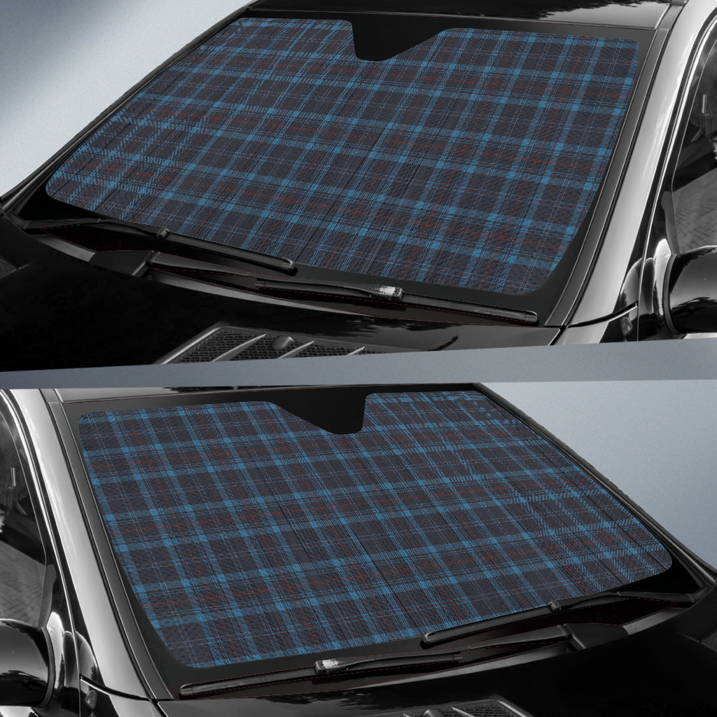 Dark Blue Plaid Pattern Car Auto Sun Shades 212401