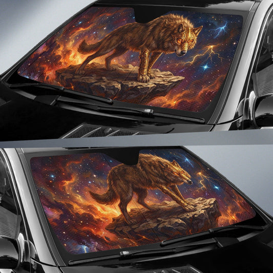 Cosmic Wolf Warrior Fantasy Art Car Auto Sun Shades 211402