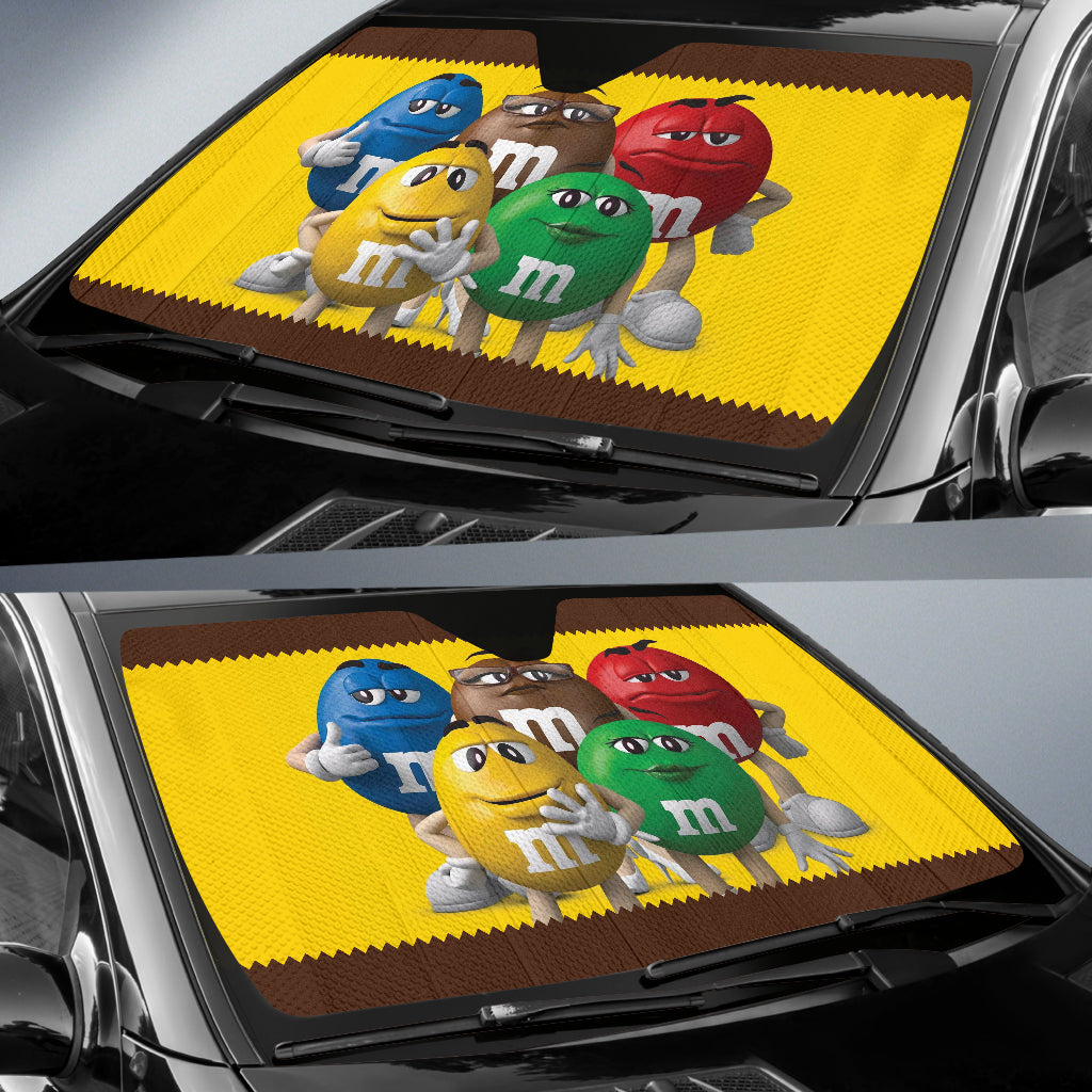 M&M Yellow Funny Members Car Auto Sun Shades 210101