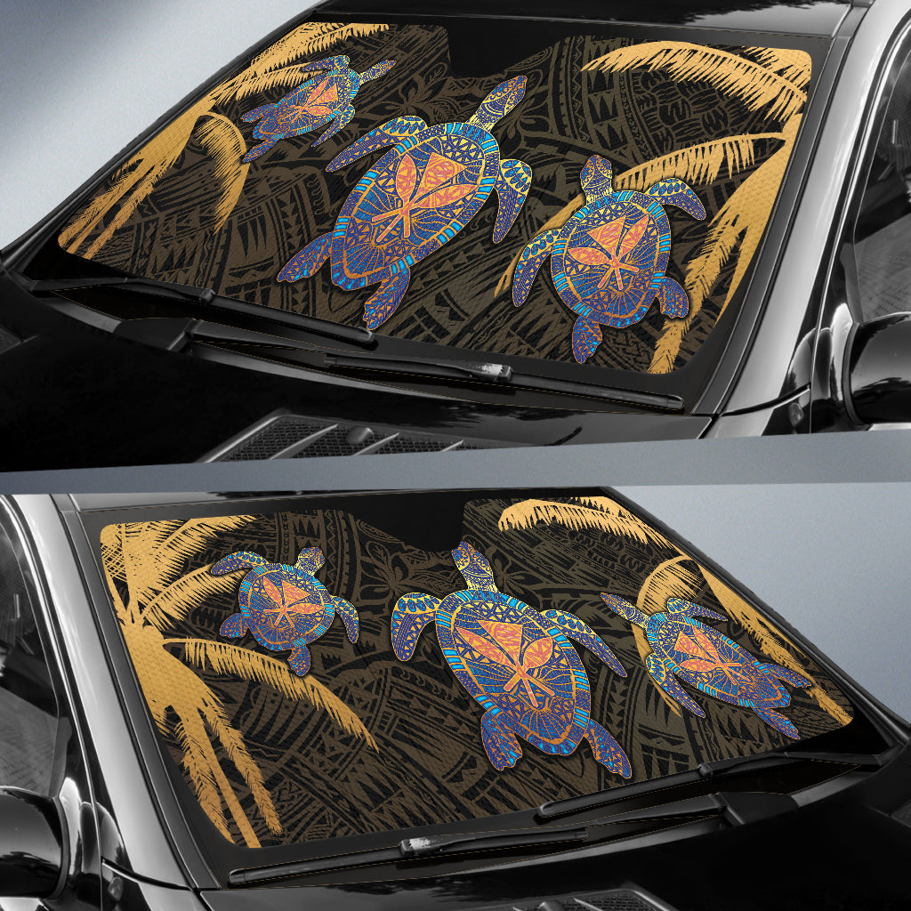 Turtle Kanaka Maoli Plumeria Flower Car Auto Sun Shades 212101