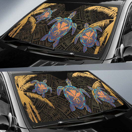 Turtle Kanaka Maoli Plumeria Flower Car Auto Sun Shades 212101