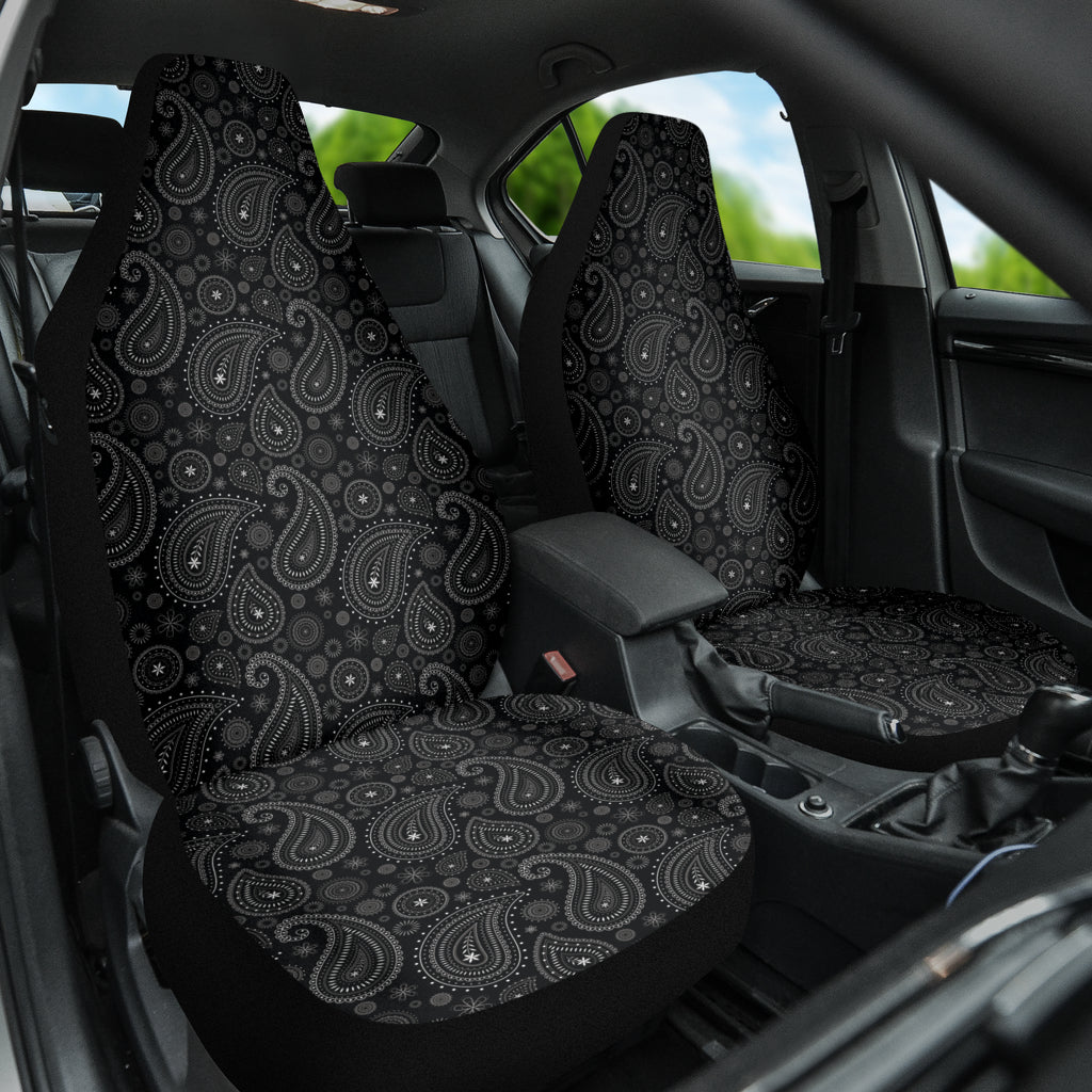 Black Paisley Pattern Car Seat Covers 212101