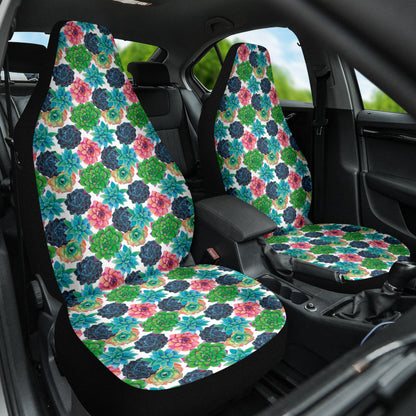 Succulent Colorful White Background Watercolor Car Seat Covers 212301