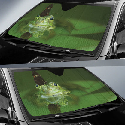 Serene Frog with Butterfly Reflection in Water Car Auto Sun Shades 211502