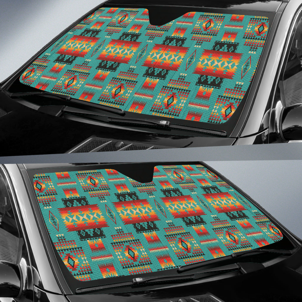 Blue Native Tribes Pattern Native American Car Auto Sun Shades 212401