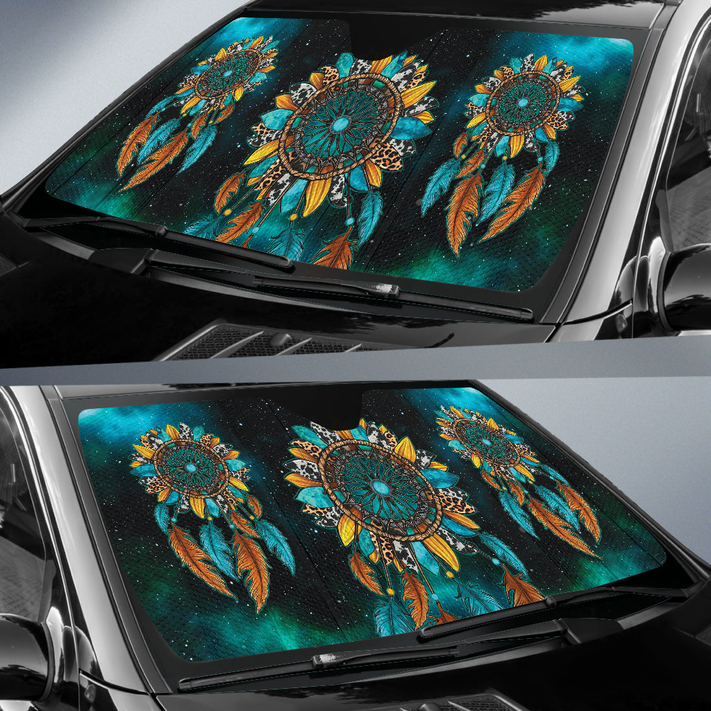 Print Dreamcatcher Sunflower Boho Universal Car Auto Sun Shades 211801