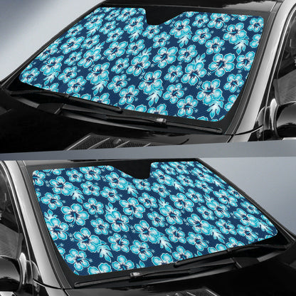 Blue Hibiscus Hawaiian Flower Pattern Car Auto Sun Shades 212201