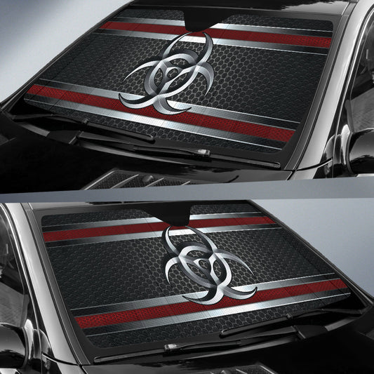 Biohazard Red Hole Metal Printing Car Auto Sun Shades 212101