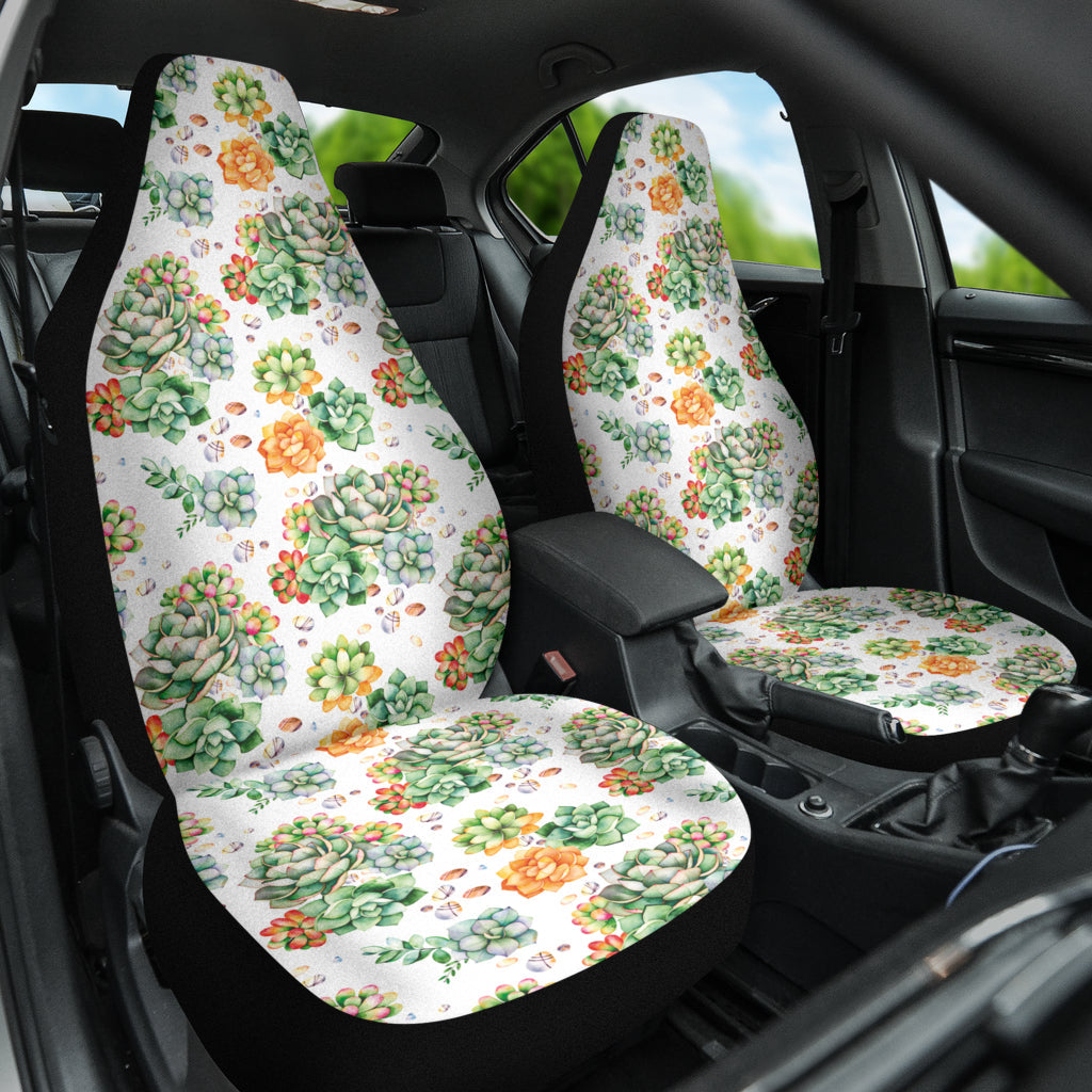 Succulent Natural Watercolor White Background Car Seat Covers 212301