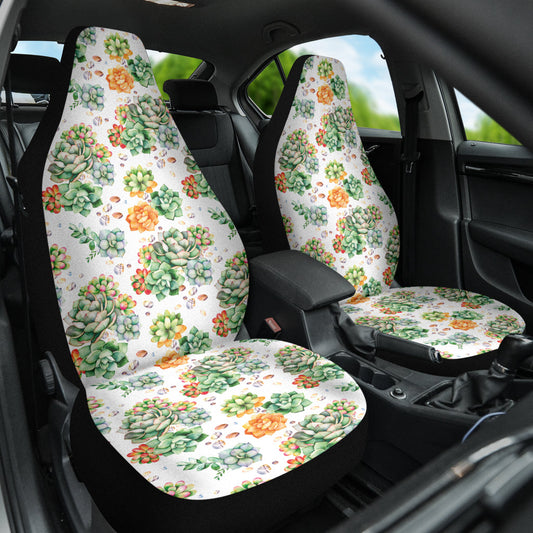 Succulent Natural Watercolor White Background Car Seat Covers 212301