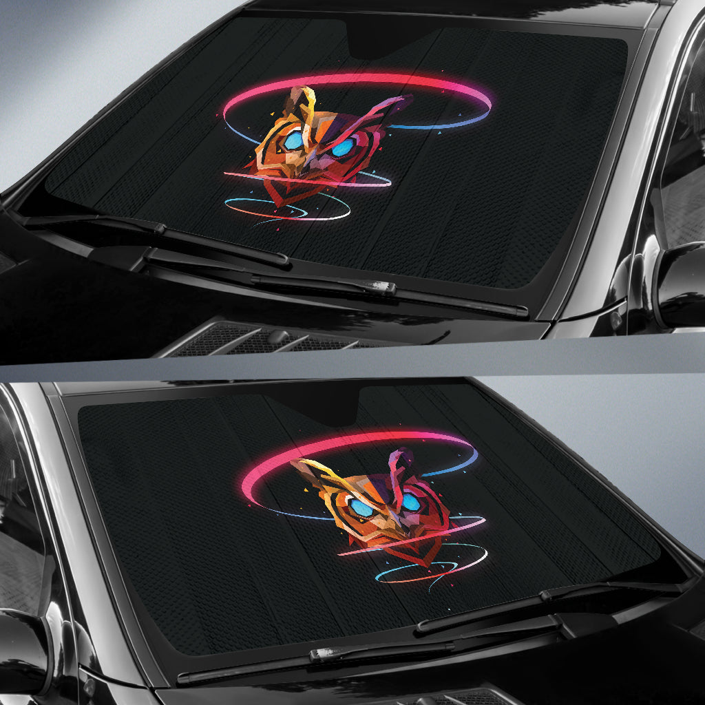 Neon Geometric Owl with Glowing Eyes Car Auto Sun Shades 211402