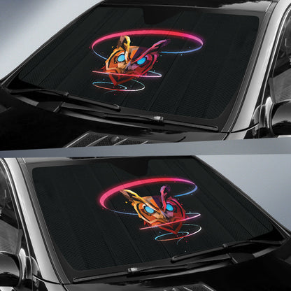 Neon Geometric Owl with Glowing Eyes Car Auto Sun Shades 211402