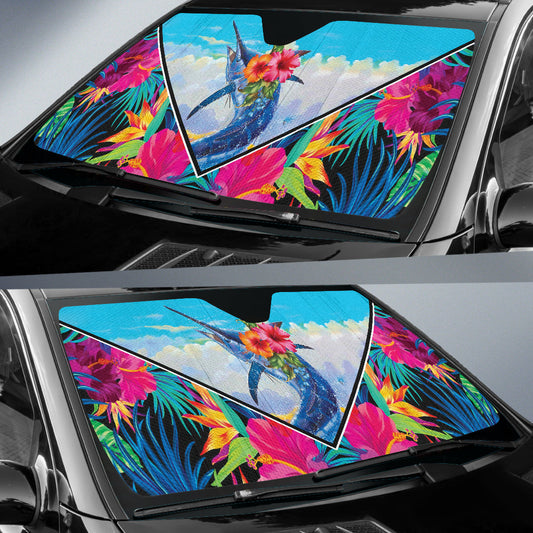 Fishing Car Auto Sun Shades Blue Marlin Hawaii Flowers 213101